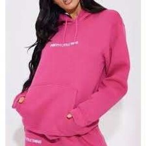 Pretty Little Thing Pink Embroidered Slogan Hoodie Sweatshirt Womens S Cozy Fall